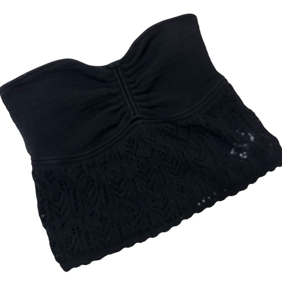 American Eagle black cinced front cropped crochet tube Top XL - Picture 5 of 12